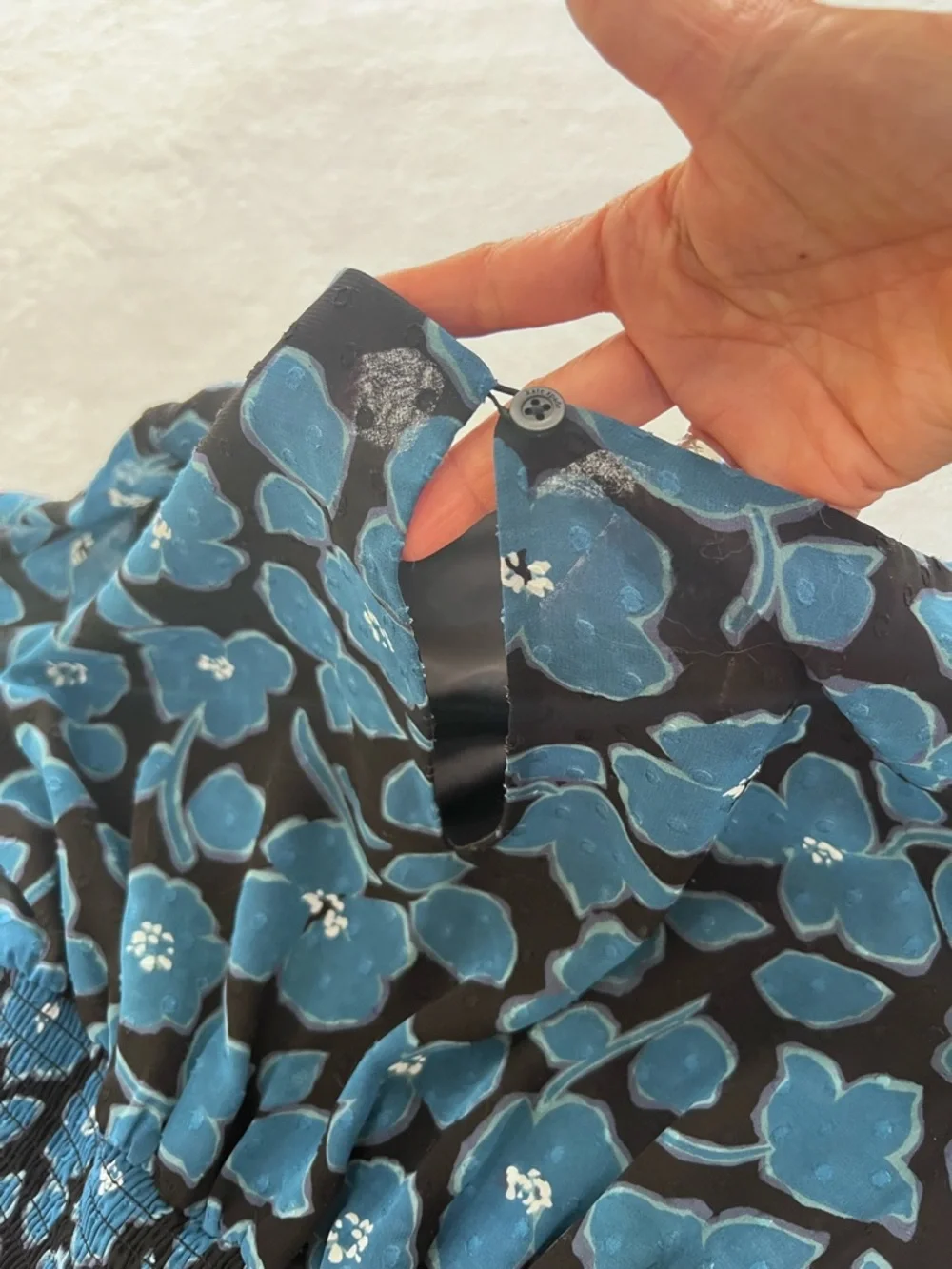 Kate Spade Boho Blue Floral Smocked Midi Dress Size S - Picture 9 of 9